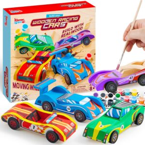Klever Kits Wooden Race Car DIY Kit – Build & Paint 4 Cars
